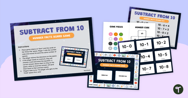 Go to Subtract From 10 Board Game teaching resource