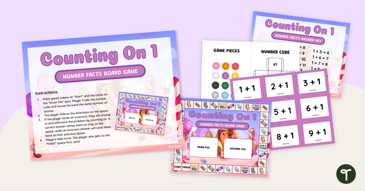 Count on Facts Board Game: Counting On 1 teaching resource