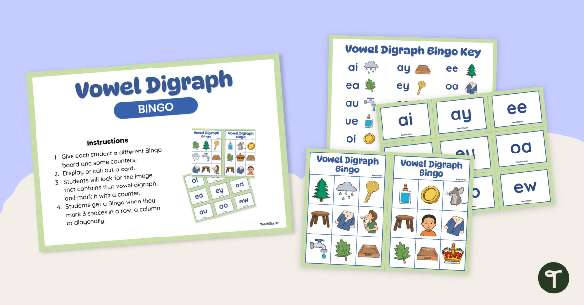 Vowel Digraph Bingo teaching resource