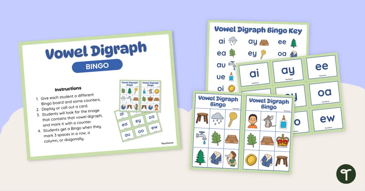 Vowel Digraph Bingo teaching resource