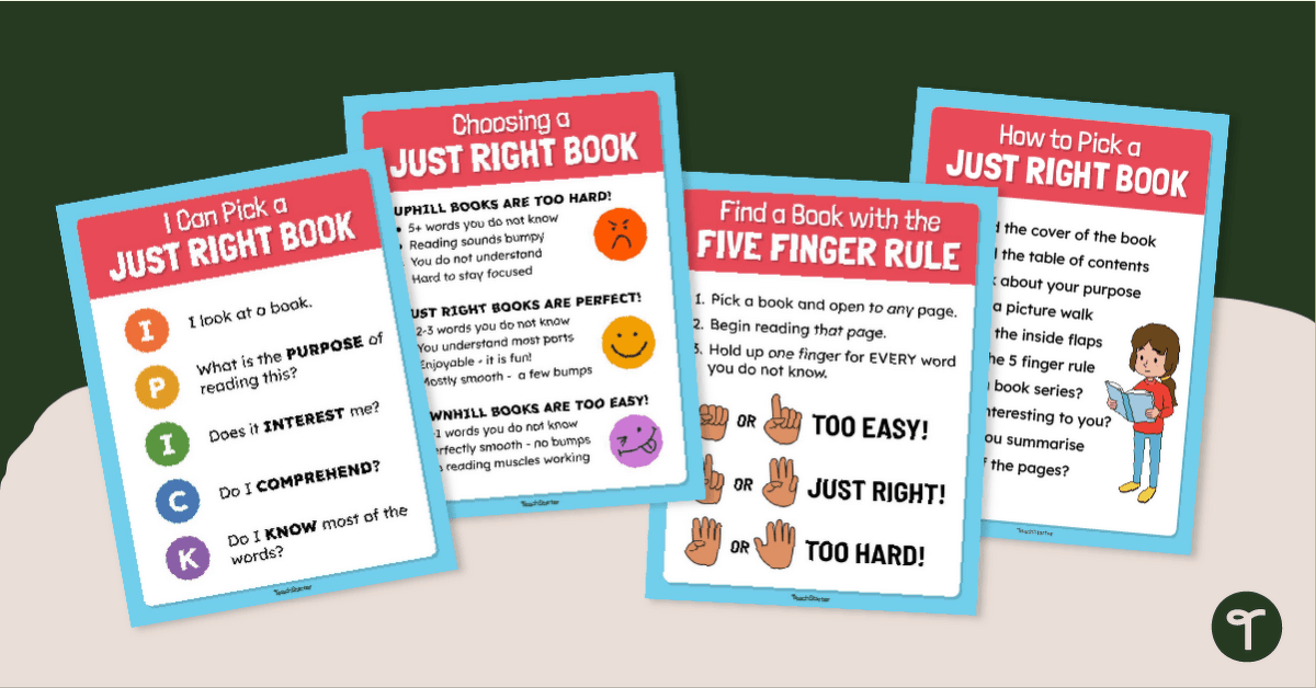 Just-Right Books Anchor Chart Pack teaching resource