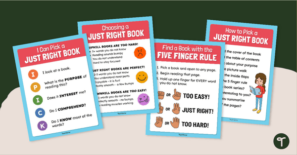 Go to Just-Right Books Anchor Chart Pack teaching resource