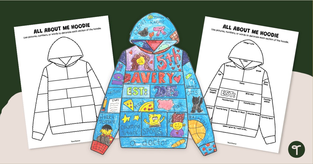 All About Me Hoodie Activity teaching resource