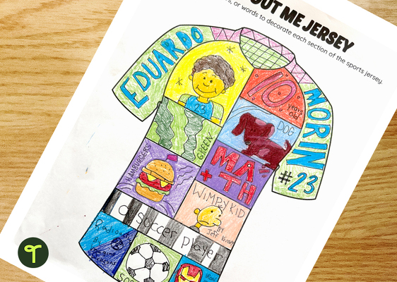 All About Me Jersey Design Template teaching resource