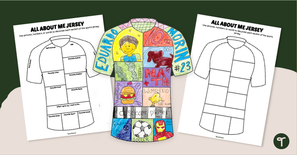 Go to All About Me Jersey Design Template teaching resource
