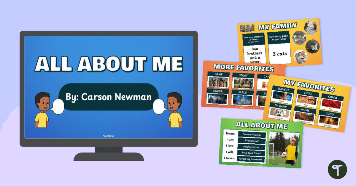 All About Me Slide Template for Students teaching resource