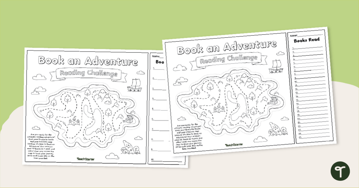 Book an Adventure - Book Week Reading Challenge Tracker teaching resource