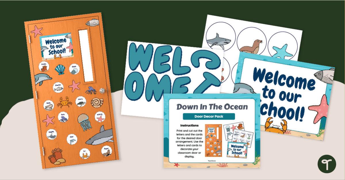 Ocean Theme Classroom Door Decorating Kit teaching resource