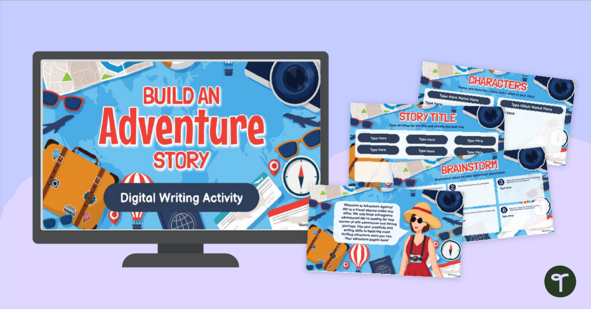 Write An Adventure Story - Digital Writing Activity teaching resource