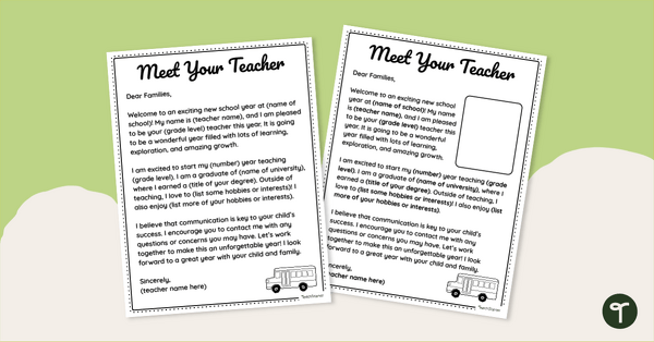 Go to Teacher Welcome Letter Templates teaching resource