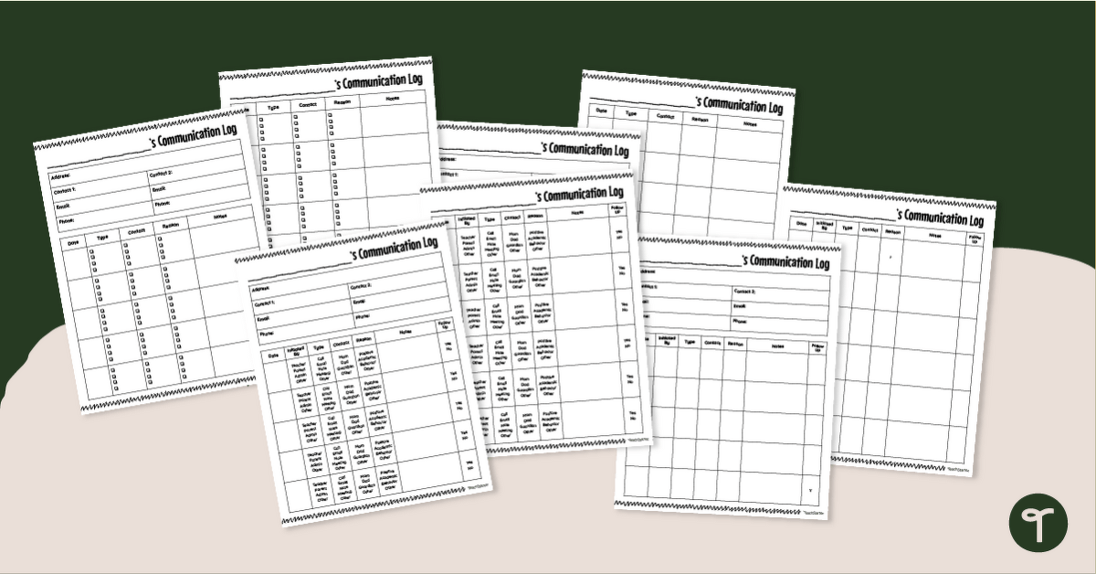 Parent Communication Log Templates teaching resource
