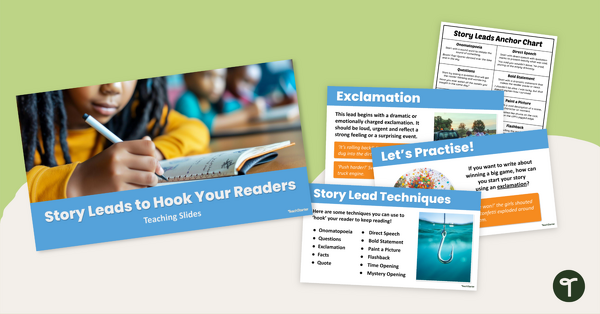 Go to Narrative Writing Lesson - Story Leads to Hook Readers teaching resource