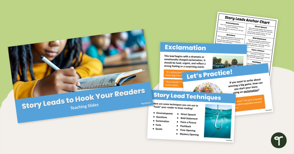 Narrative Writing Lesson: Story Leads to Hook Readers teaching resource