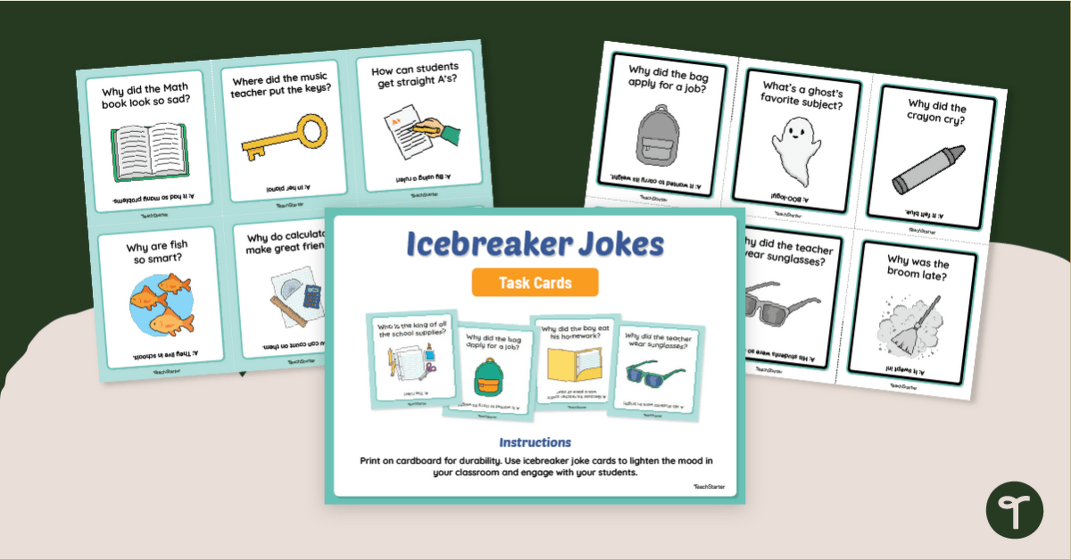 Funny Icebreaker Jokes - Task Cards teaching resource