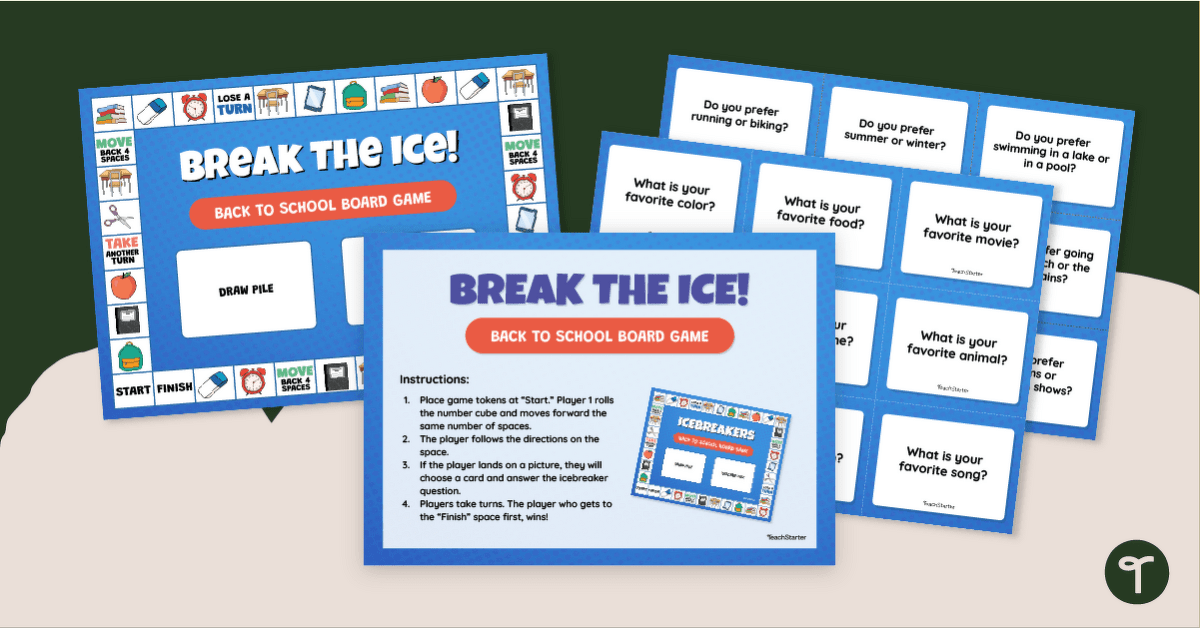 Back to School Icebreakers Board Game teaching resource
