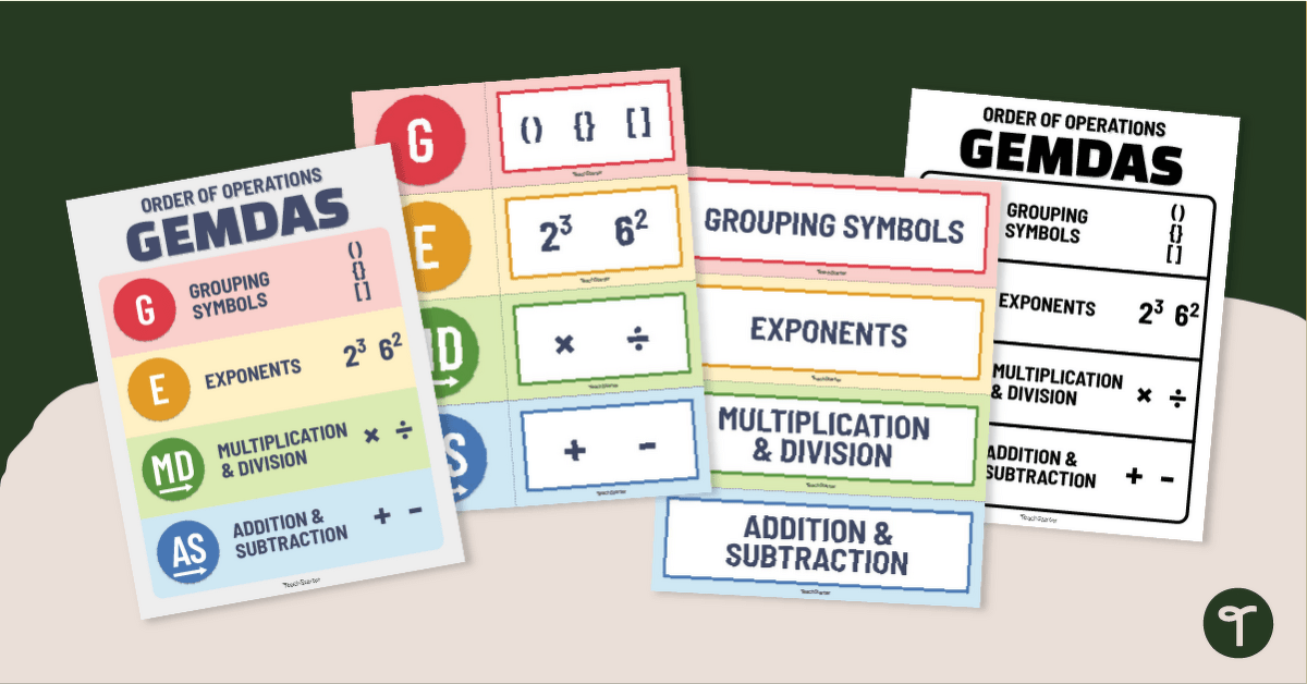 GEMDAS Anchor Chart Pack teaching resource