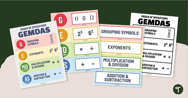 Go to GEMDAS Anchor Chart Pack teaching resource