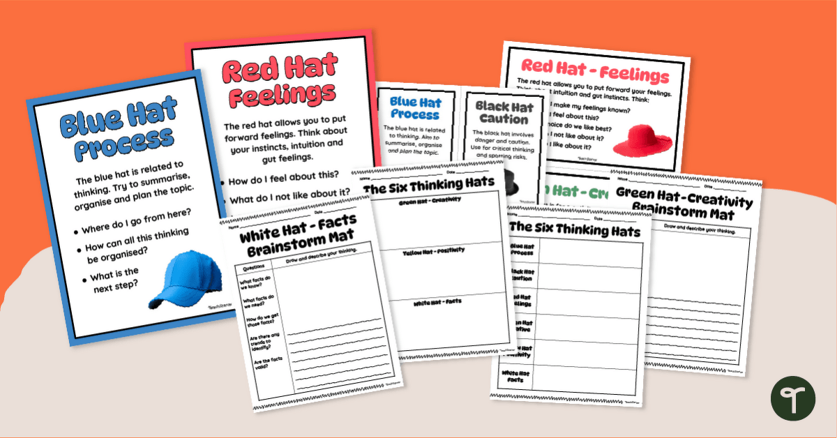 Six Thinking Hats Poster and Worksheet Pack teaching resource