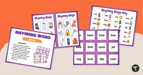 Go to Rhyming Bingo Game teaching resource