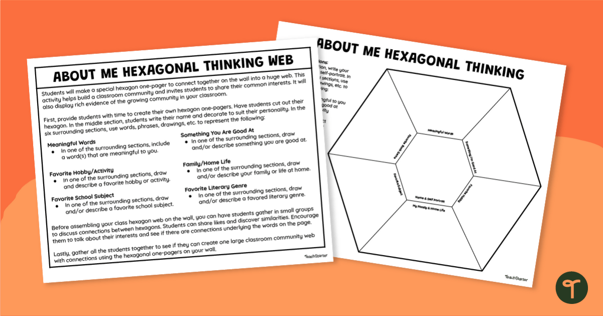 About Me Hexagonal Thinking Activity teaching resource