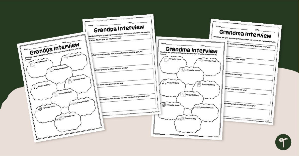 Grandparent Interview Questions - Upper Years teaching resource