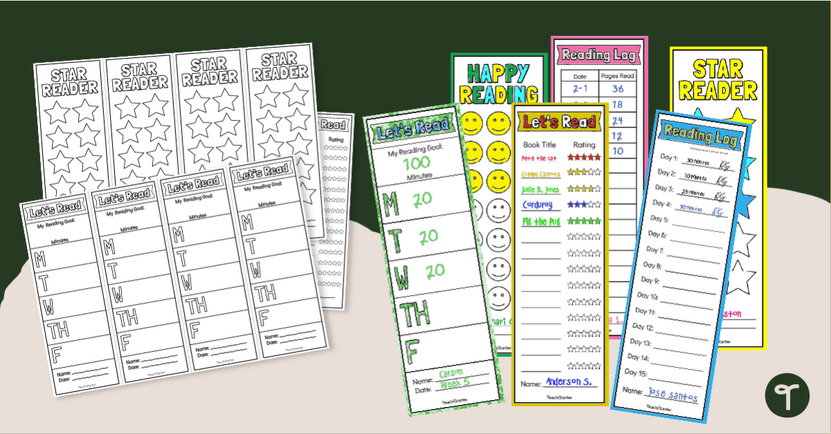 Reading Log Bookmark Templates teaching resource