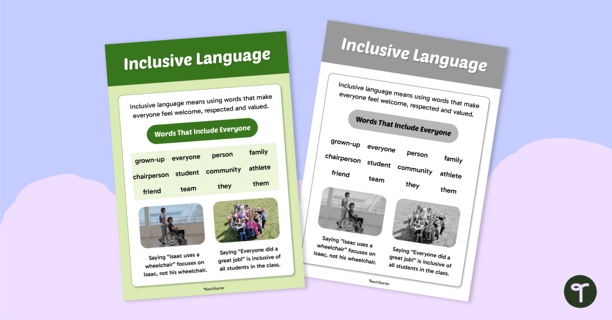 Inclusive Language Poster teaching resource
