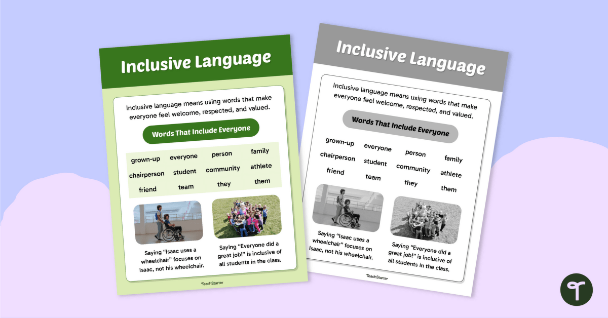 Inclusive Language Poster teaching resource