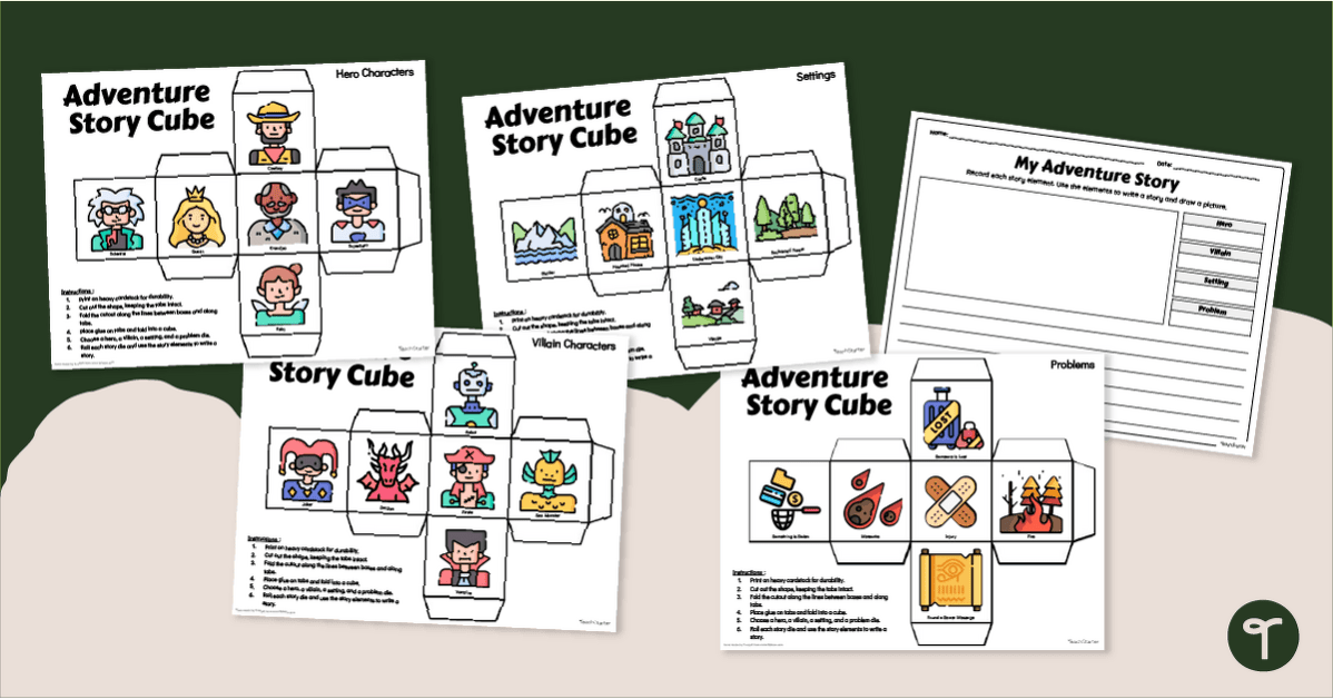 Adventure Storytelling Cubes & Writing Templates teaching resource
