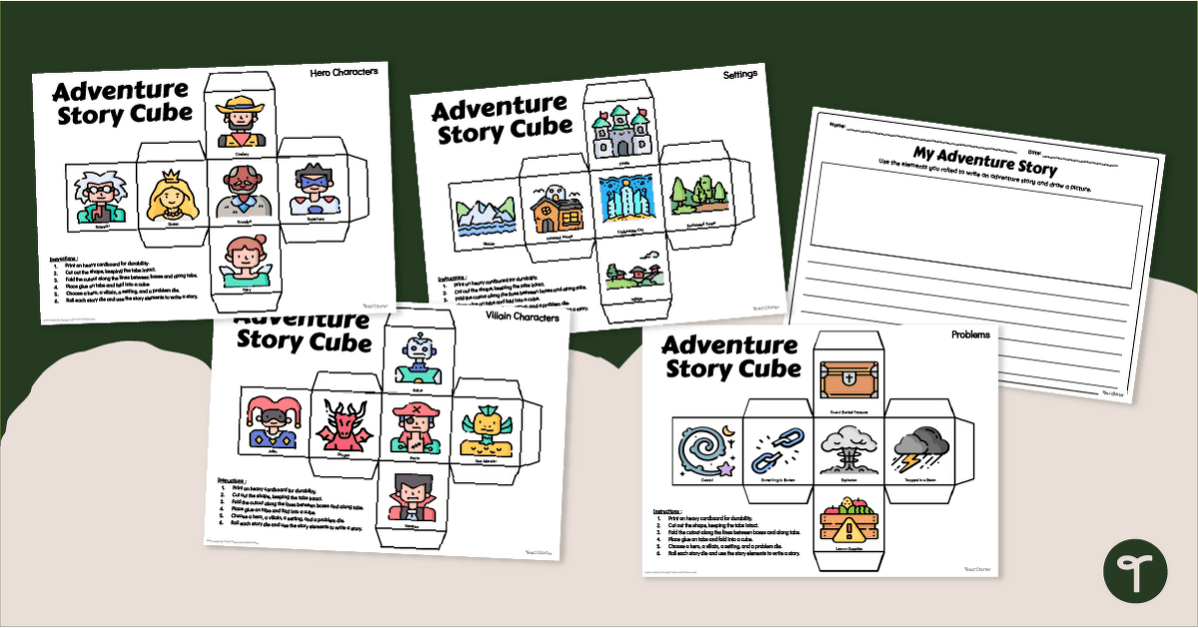 Adventure Storytelling Cubes & Writing Templates teaching resource