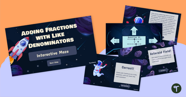 Go to Adding Fractions With Like Denominators Interactive Maze teaching resource