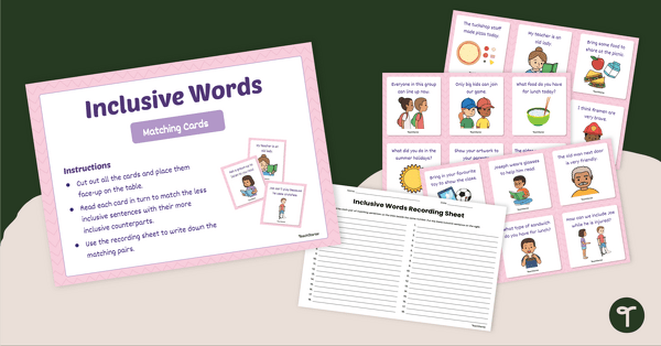 Go to Inclusive Words Matching Game teaching resource