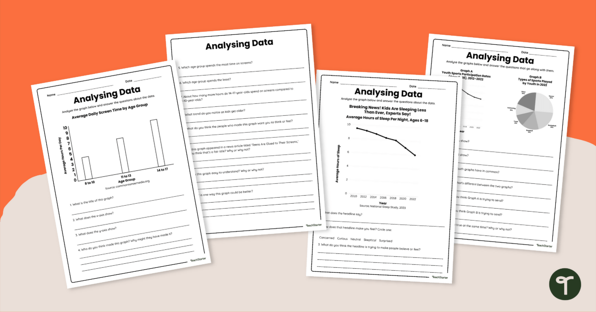 Analysing Data Worksheet Set teaching resource