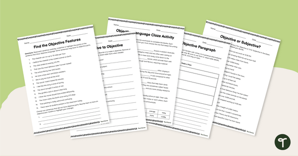 Go to Objective Language Worksheet Pack teaching resource