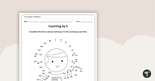 Dot-to-Dot Drawing - Counting by 5 - Astronaut teaching resource