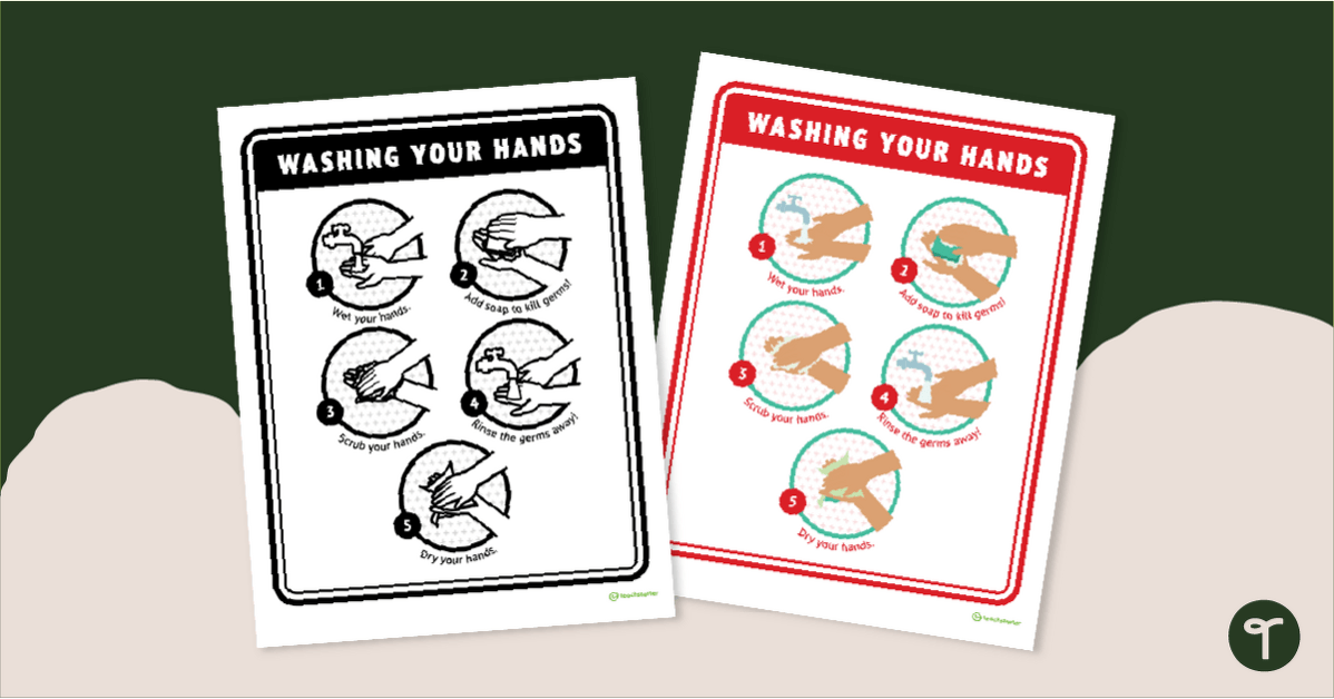 Printable Classroom Hand Washing Sign teaching resource
