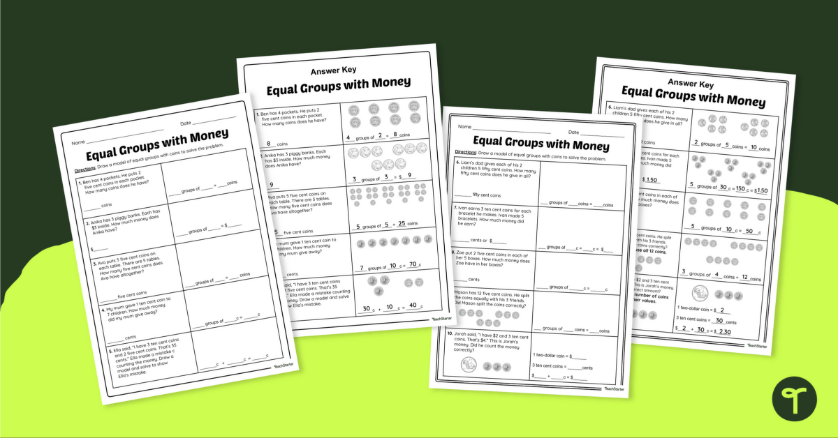 Multiplication Money Word Problems Worksheets teaching resource