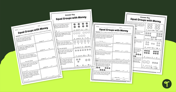 Go to Multiplication and Division Money Word Problems Worksheets teaching resource