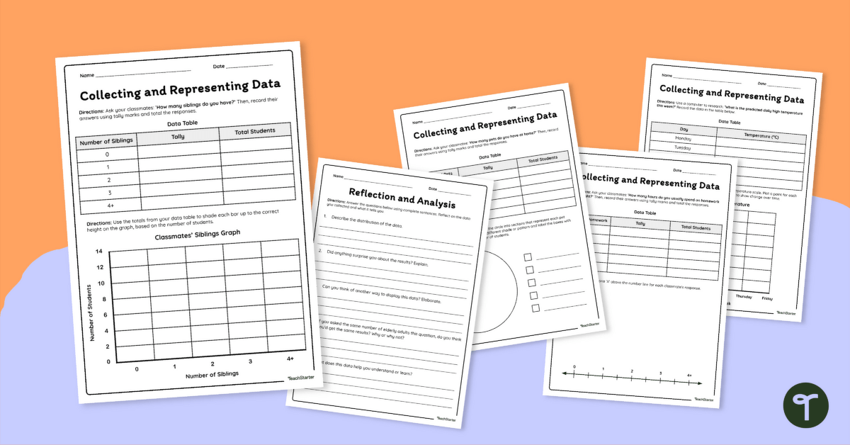 Collecting and Representing Data Worksheet Set teaching resource