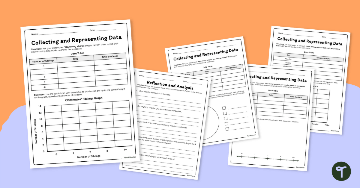 Collecting and Representing Data Worksheet Set teaching resource