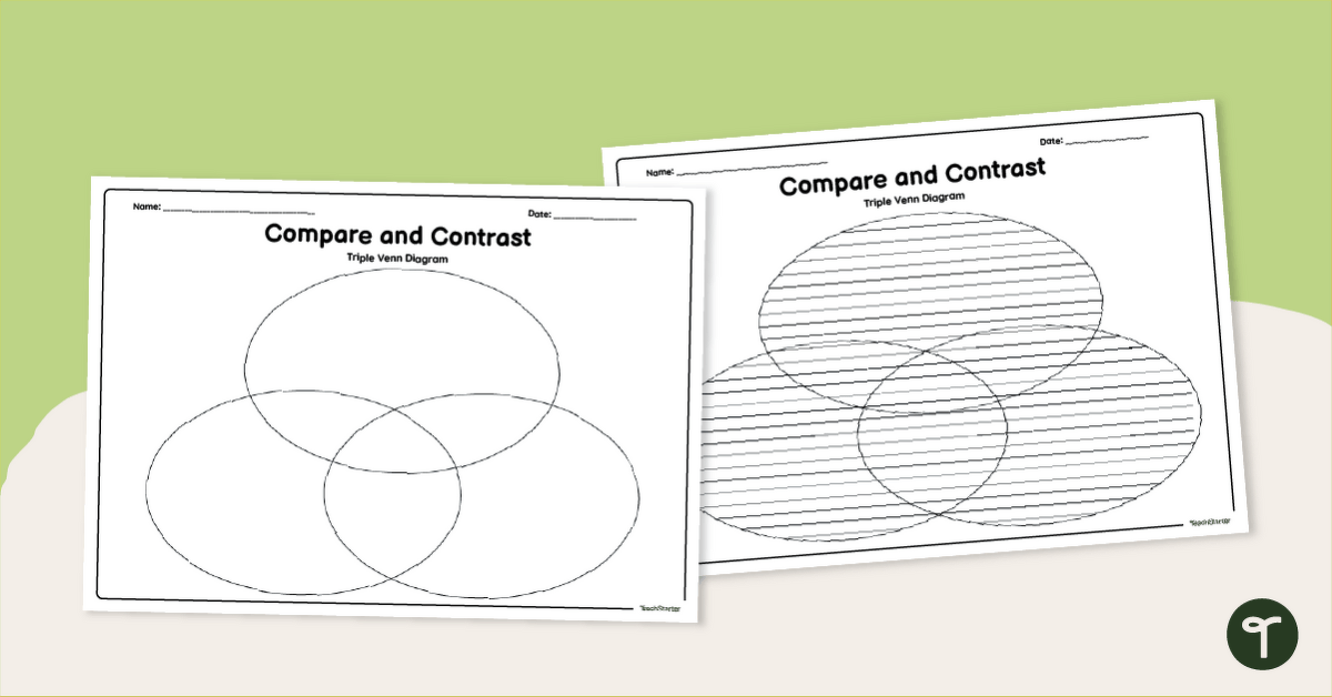 Triple Venn Diagram Template teaching resource