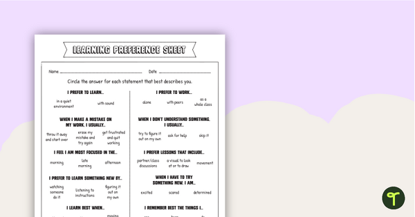 Go to Learning Style Inventory Worksheet (3-5) teaching resource
