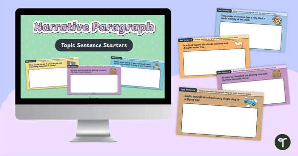 Go to Narrative Paragraph Topic Sentences – Digital Template teaching resource