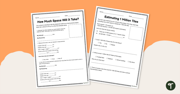Go to Estimation Activity - Estimating Space Worksheet Set teaching resource