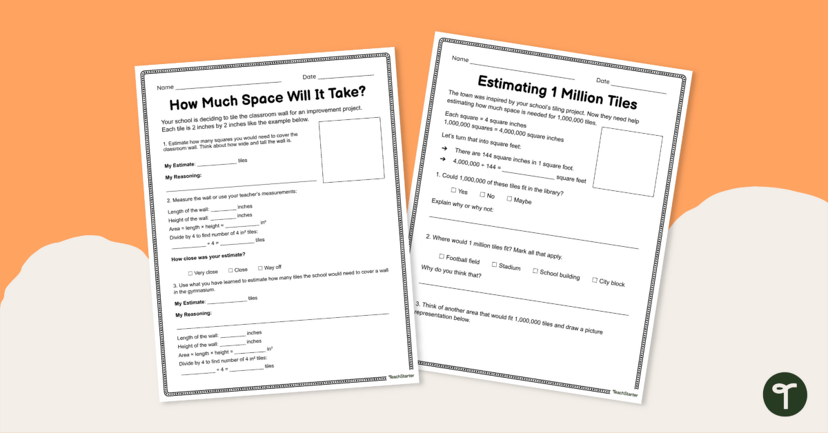 Estimation Activity: Estimating Space Worksheet Set teaching resource