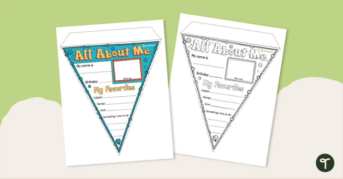 All About Me Pennant Banner teaching resource