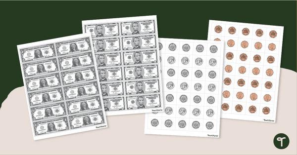 Go to Printable Play Money - US Paper Money & Coins teaching resource