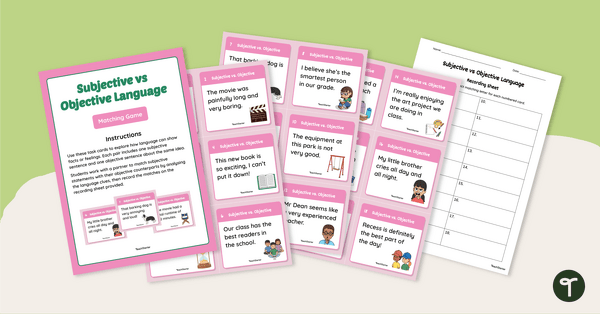 Go to Subjective vs Objective Language Matching Game teaching resource
