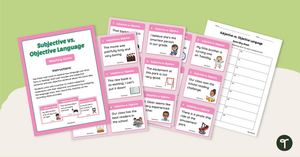Go to Subjective vs. Objective Language Matching Game teaching resource