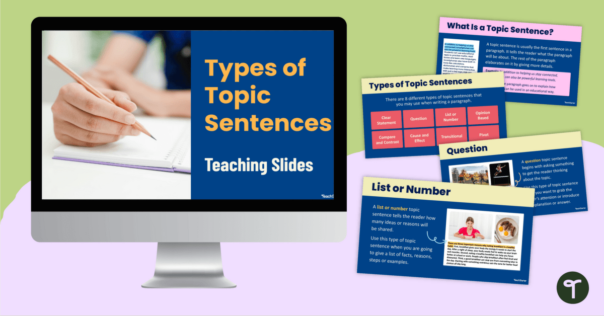Types of Topic Sentences Teaching Slides teaching resource